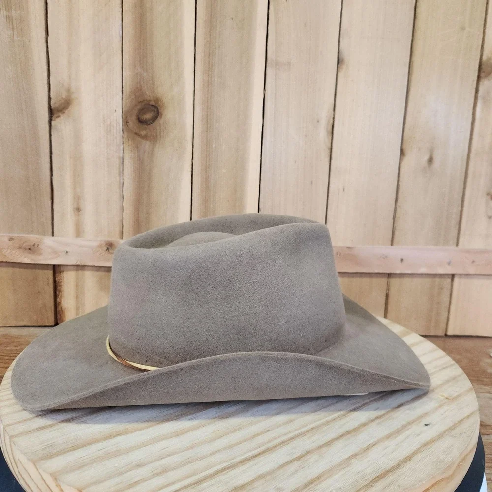 Vintage Beaver Hats Hat Cowboy Fitted Mens 55 6 3/4 Brown Fur Felt Lined Western